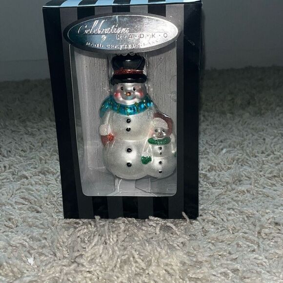 NIB CHRISTOPHER RADKO SNOWMAN ORNAMENT - Picture 1 of 14